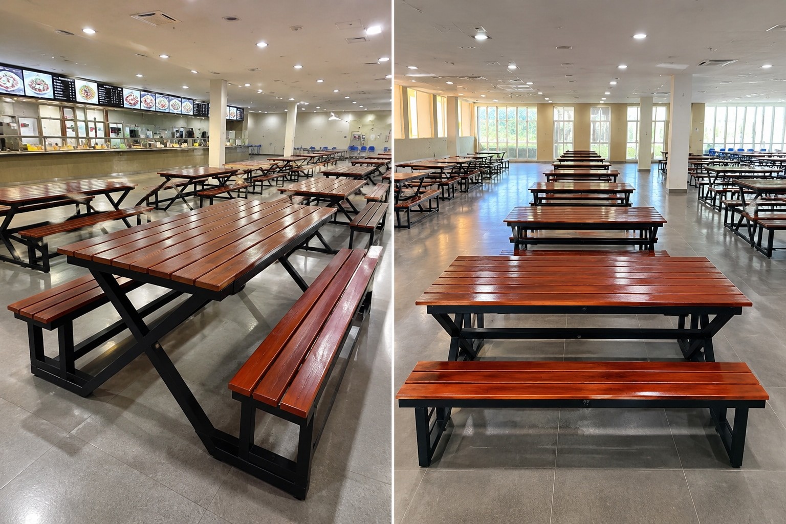 โต๊ะโรงอาหารขาไขว้ ไม้เต็ง ขาขาว (X-Frame) รูปที่ 3