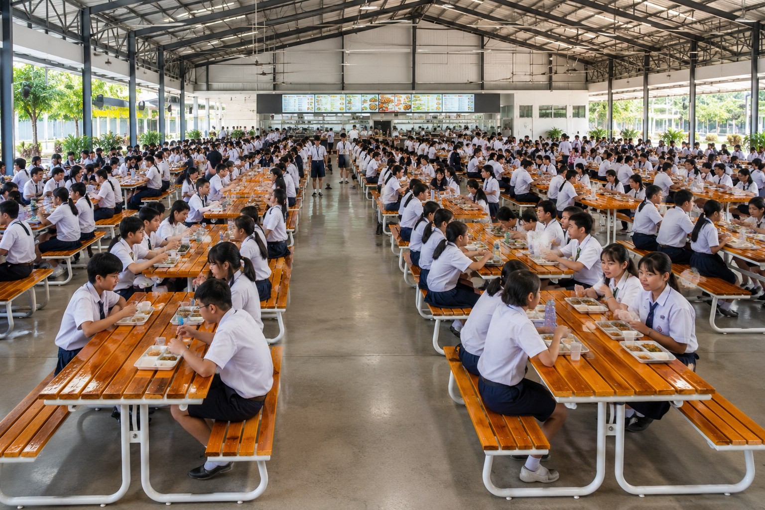 โต๊ะโรงอาหารไม้ระแนง ขาตัวเจ ไม้สน (J-Frame) รูปที่ 2