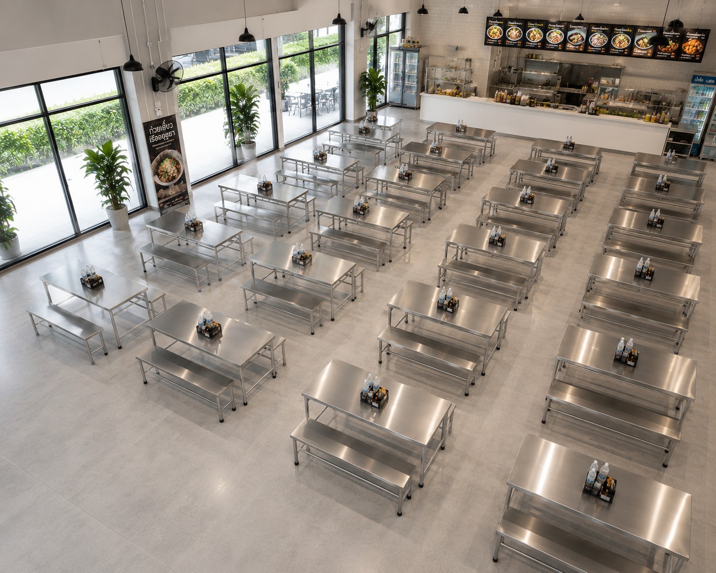 โต๊ะโรงอาหารสแตนเลส พร้อมม้านั่งยาว (Stainless 304) รูปที่ 3